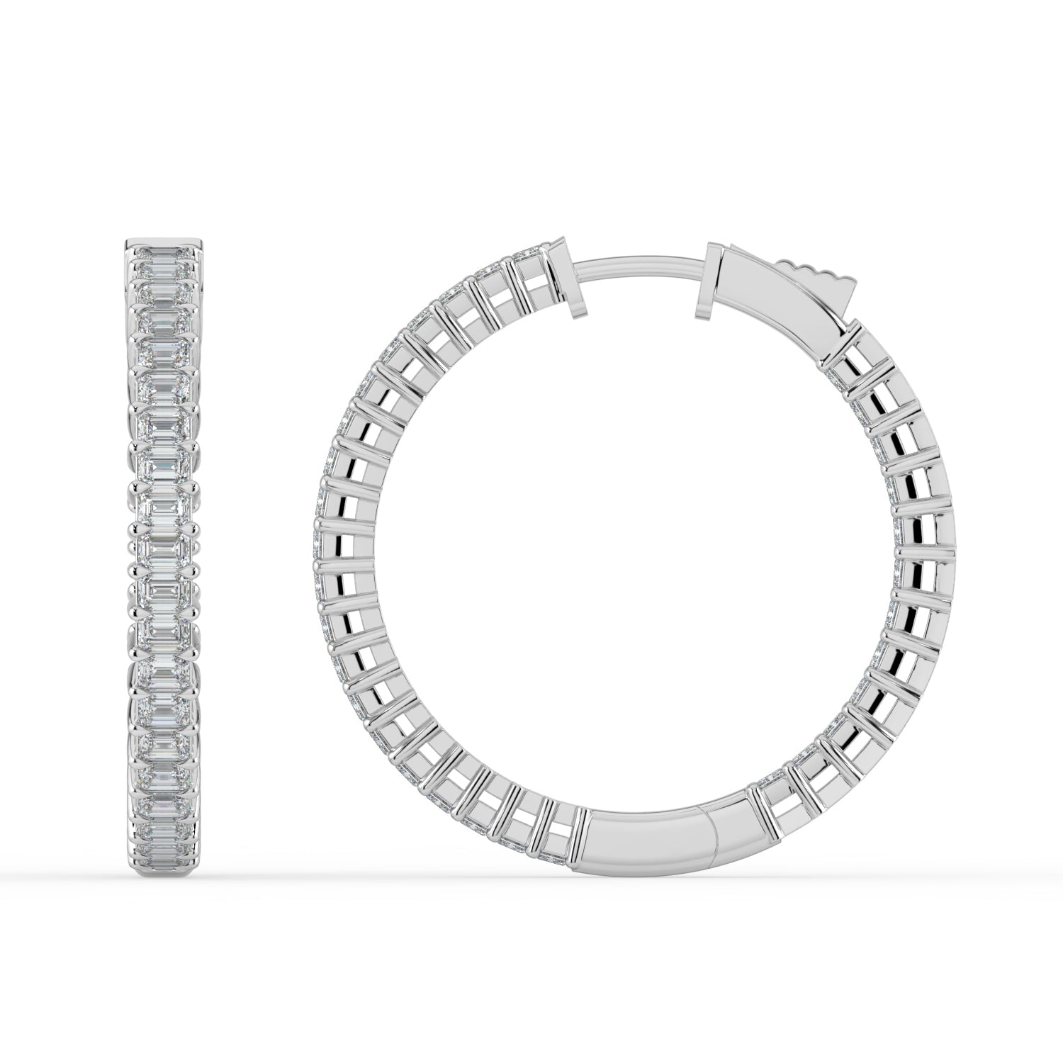 The Lara Earrings - Emerald Inside Out Hoops