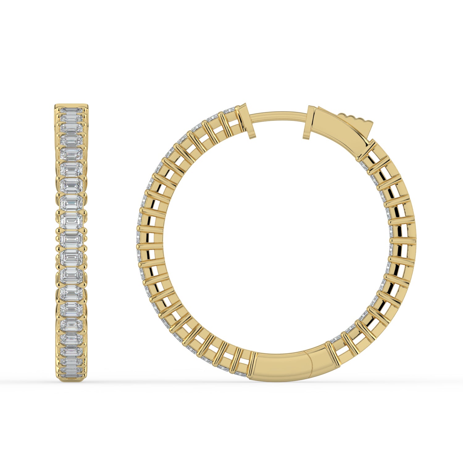 The Lara Earrings - Emerald Inside Out Hoops