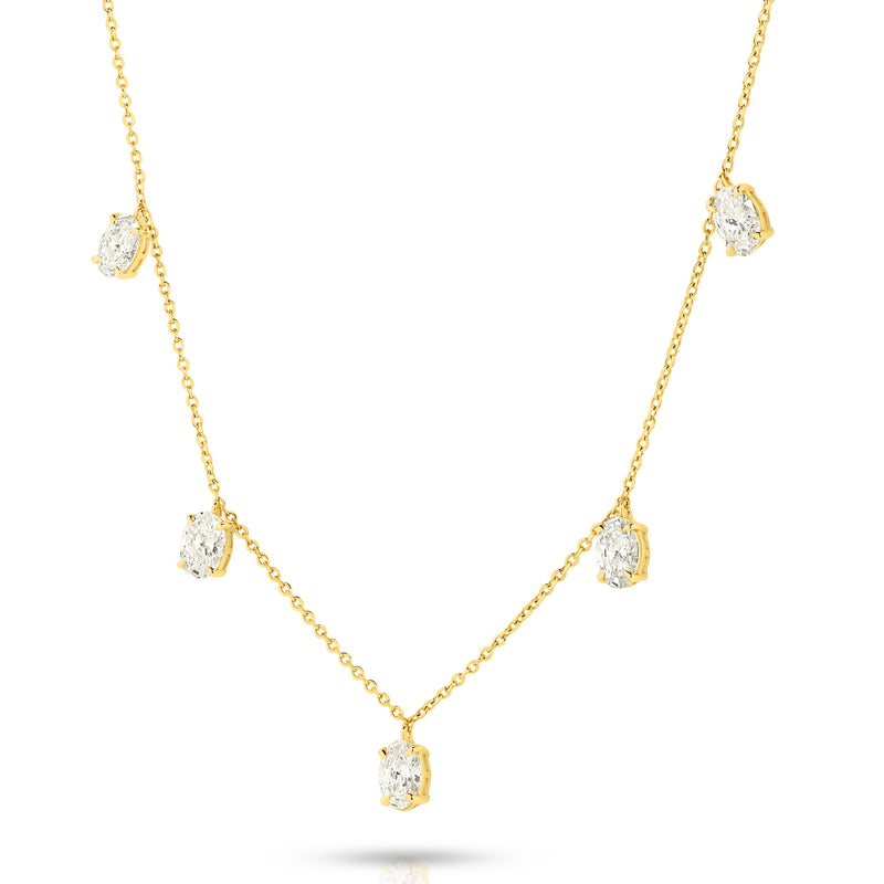 The Isabella Necklace - Hanging Oval Cut Diamonds