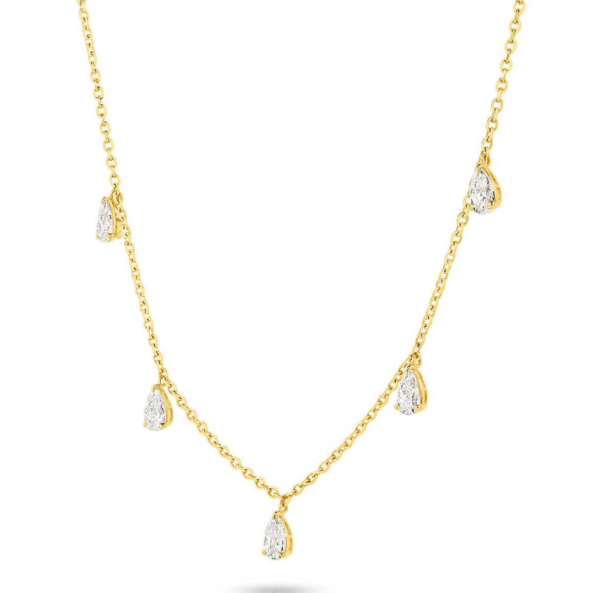 The Isabella Necklace - Hanging Pear Cut Diamonds