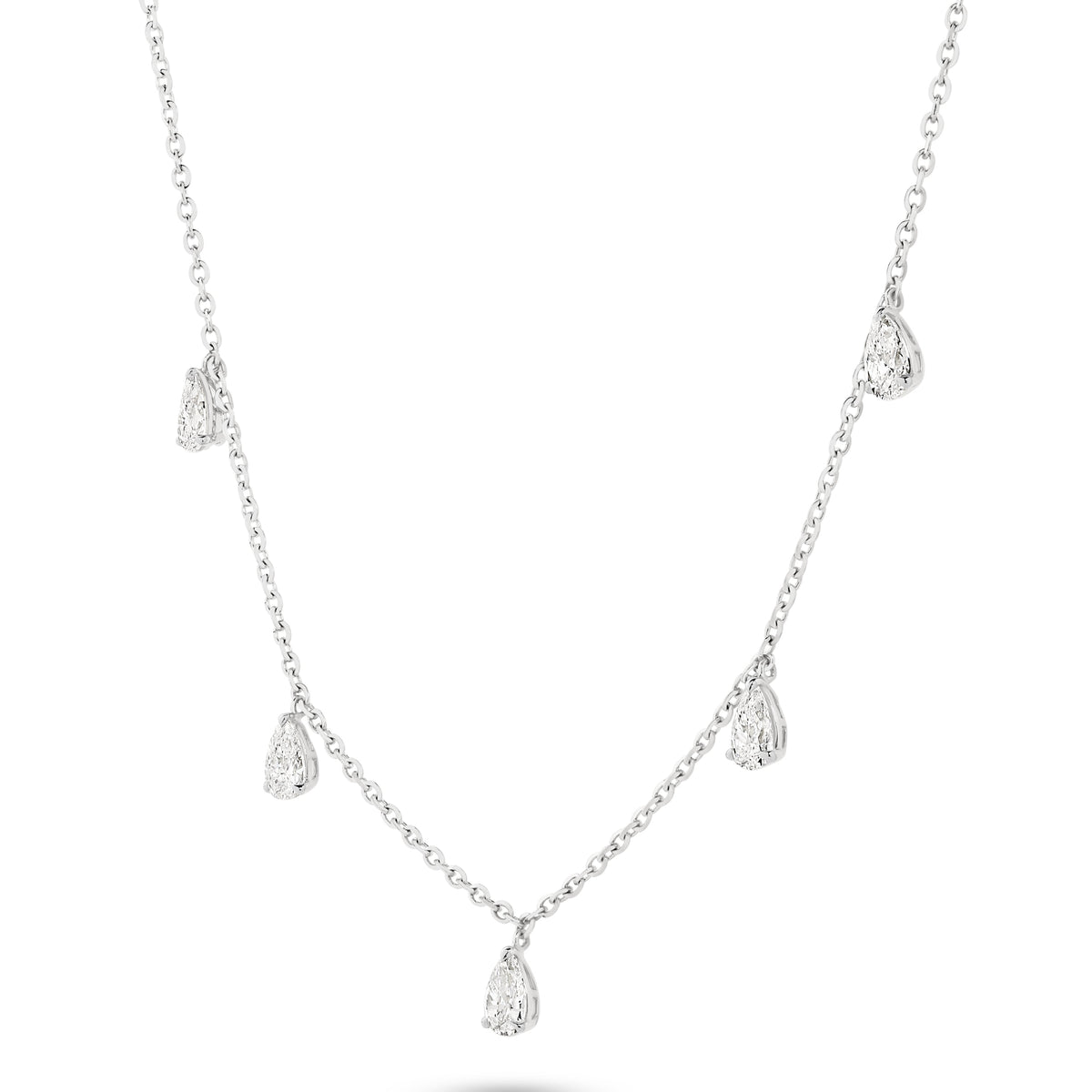 The Isabella Necklace - Hanging Pear Cut Diamonds