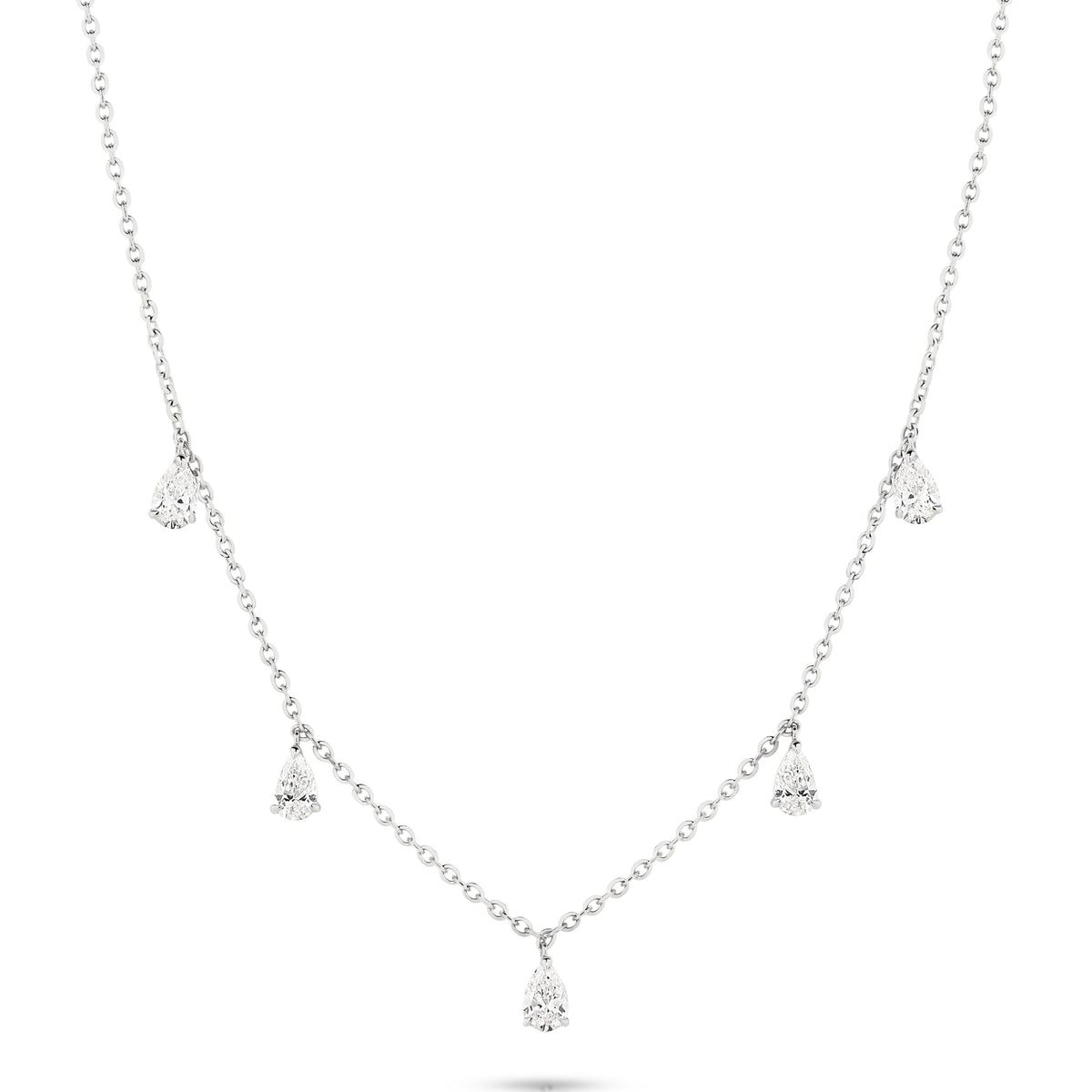 The Isabella Necklace - Hanging Pear Cut Diamonds