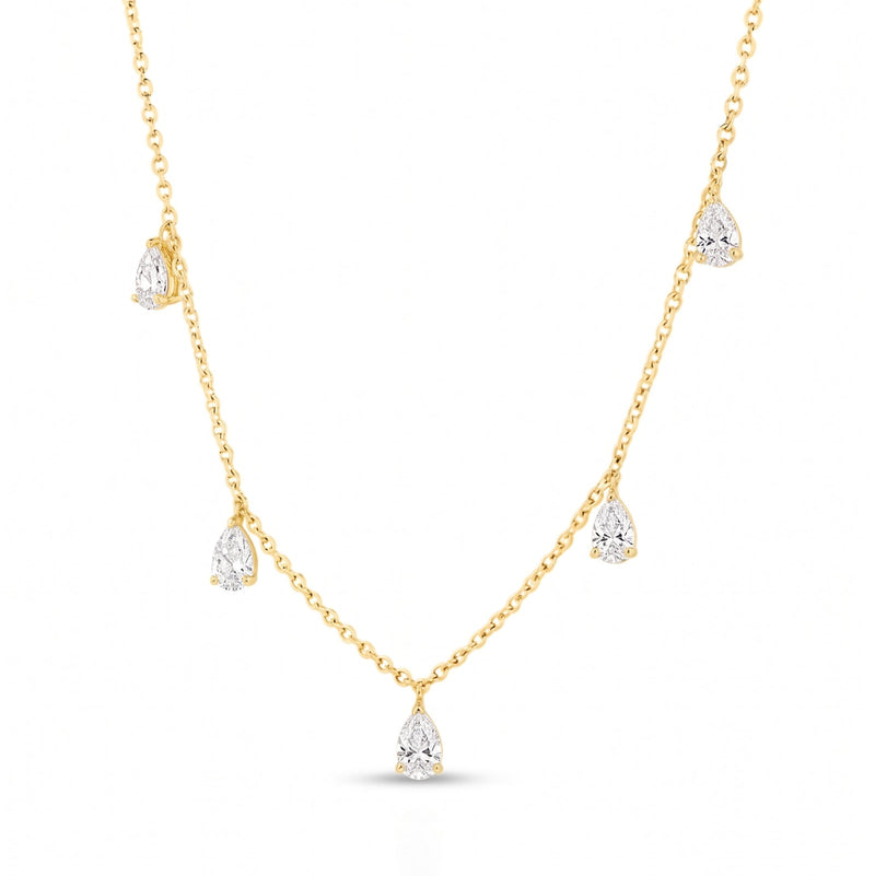 The Isabella Necklace - Hanging Pear Cut Diamonds