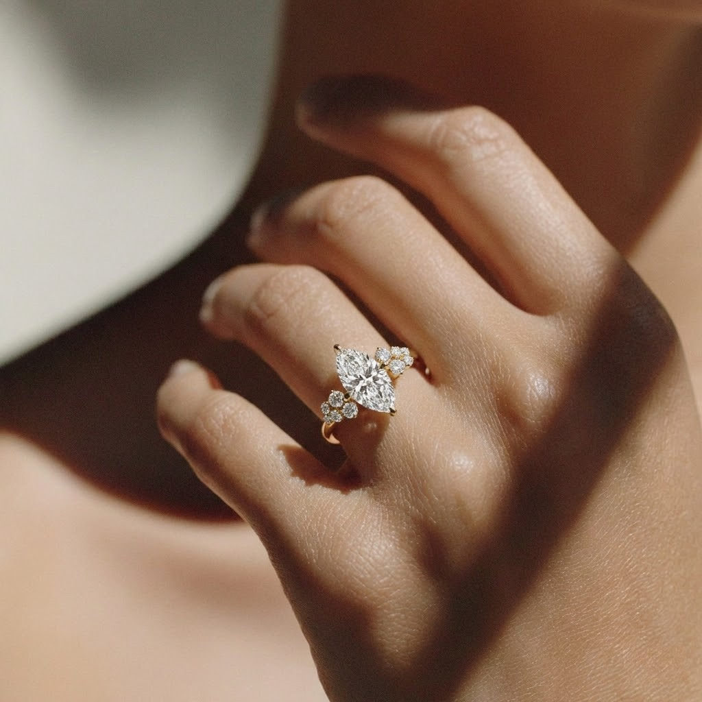 The Lumina Ring — Marquise with Round Brilliant Accents Lab-Grown Diamond Engagement Ring | The Jewel Concierge