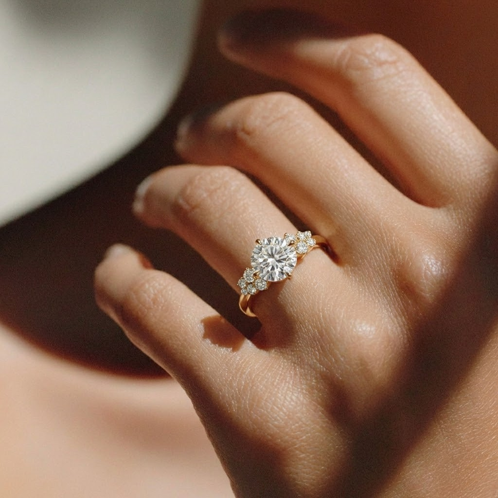 The Lumina Ring  - Round with Round Brilliant Accents