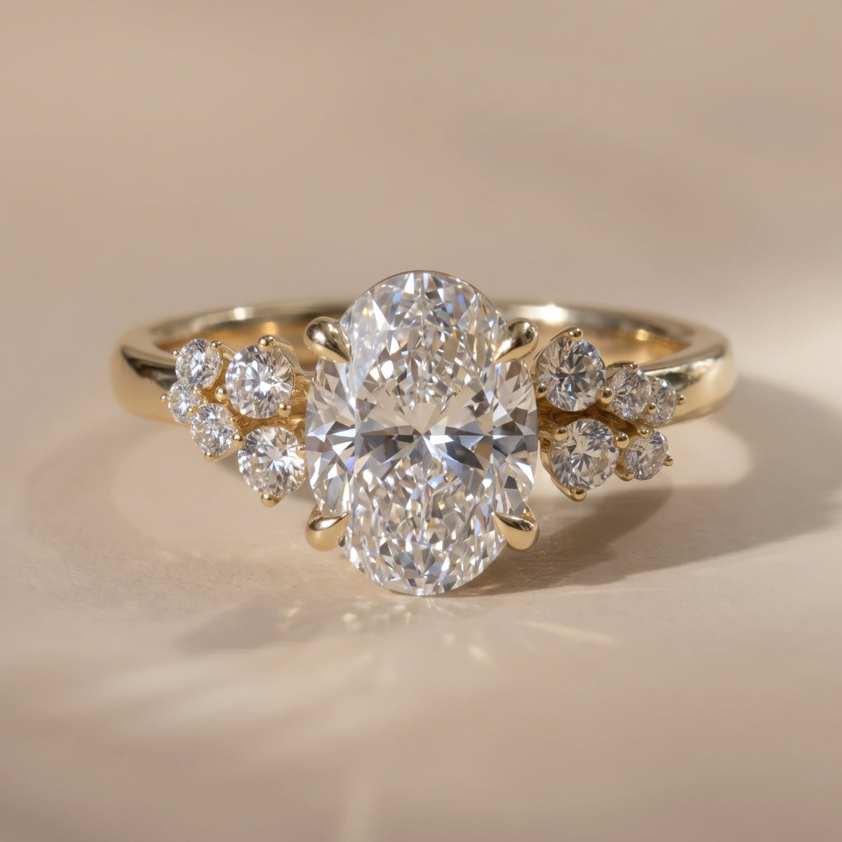 The Lumina Ring — Oval with Round Brilliant Accents Lab-Grown Diamond Engagement Ring | The Jewel Concierge