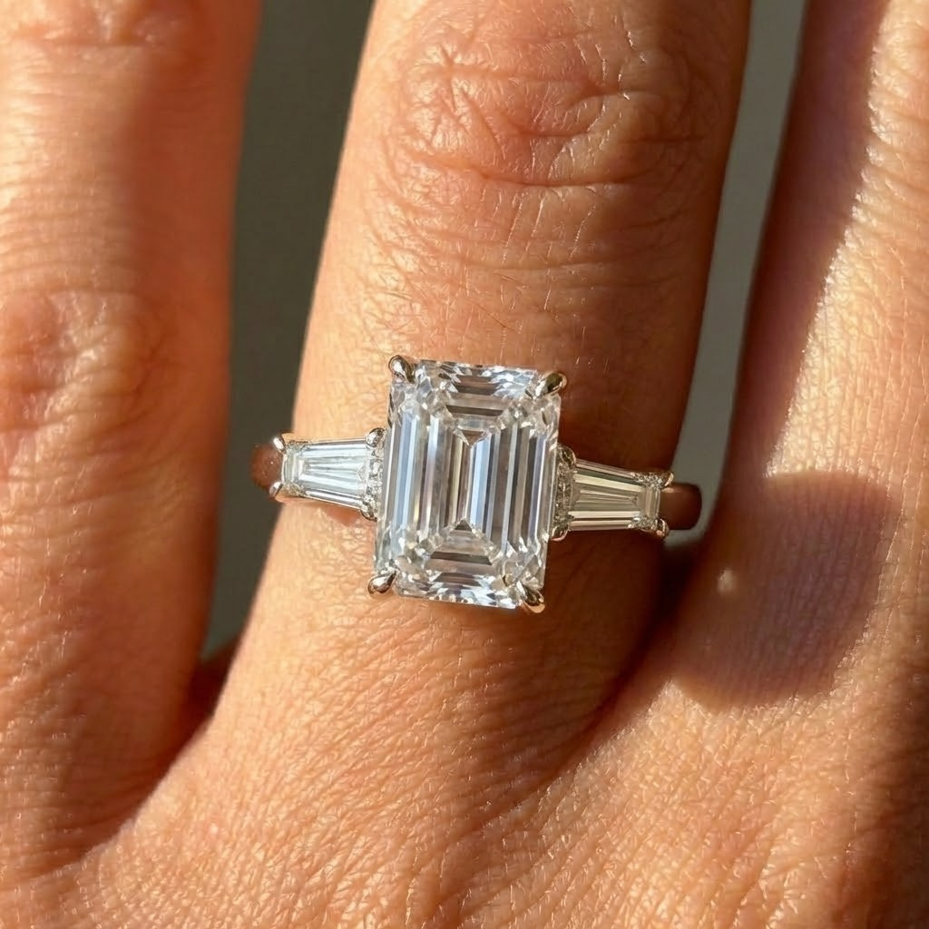 The Maia Ring — Emerald & Baguette Trilogy Lab-Grown Diamond Engagement Ring | The Jewel Concierge