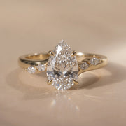 The Madeline Ring — Pear with Twisted Accent Band Lab-Grown Diamond Engagement Ring | The Jewel Concierge