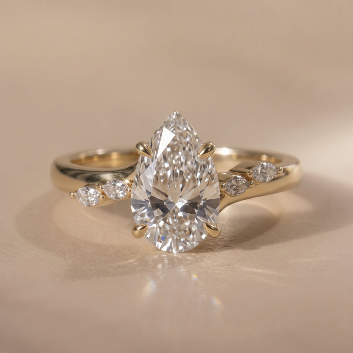 The Madeline Ring — Pear with Twisted Accent Band Lab-Grown Diamond Engagement Ring | The Jewel Concierge