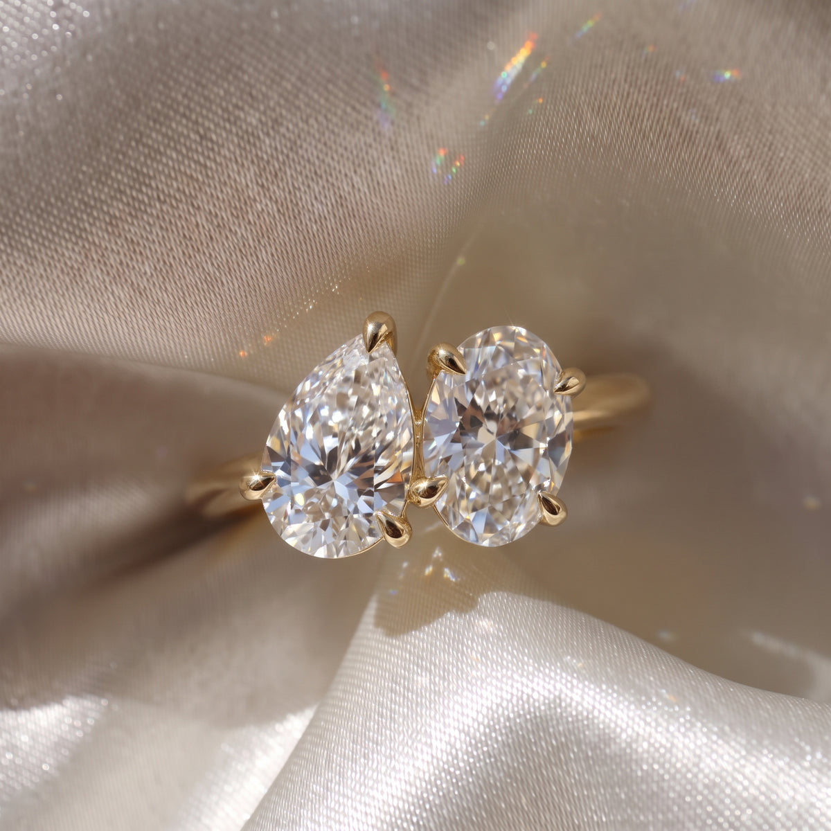 The Maeve Ring — Pear and Oval Toi Et Moi Lab-Grown Diamond Engagement Ring in Yellow Gold | The Jewel Concierge