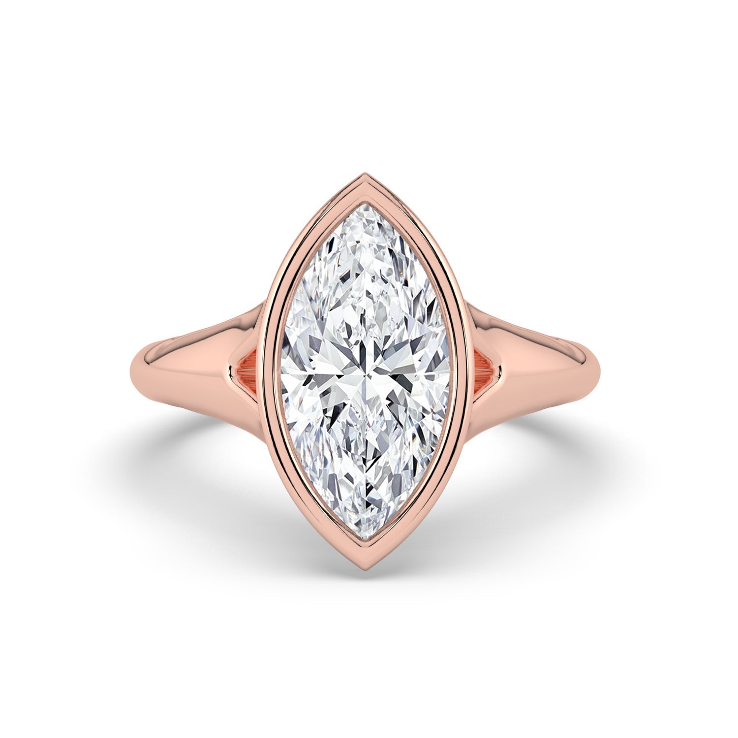 The Gabriella Ring — Marquise Bezel with Split Band Lab-Grown Diamond Engagement Ring in Rose Gold | The Jewel Concierge