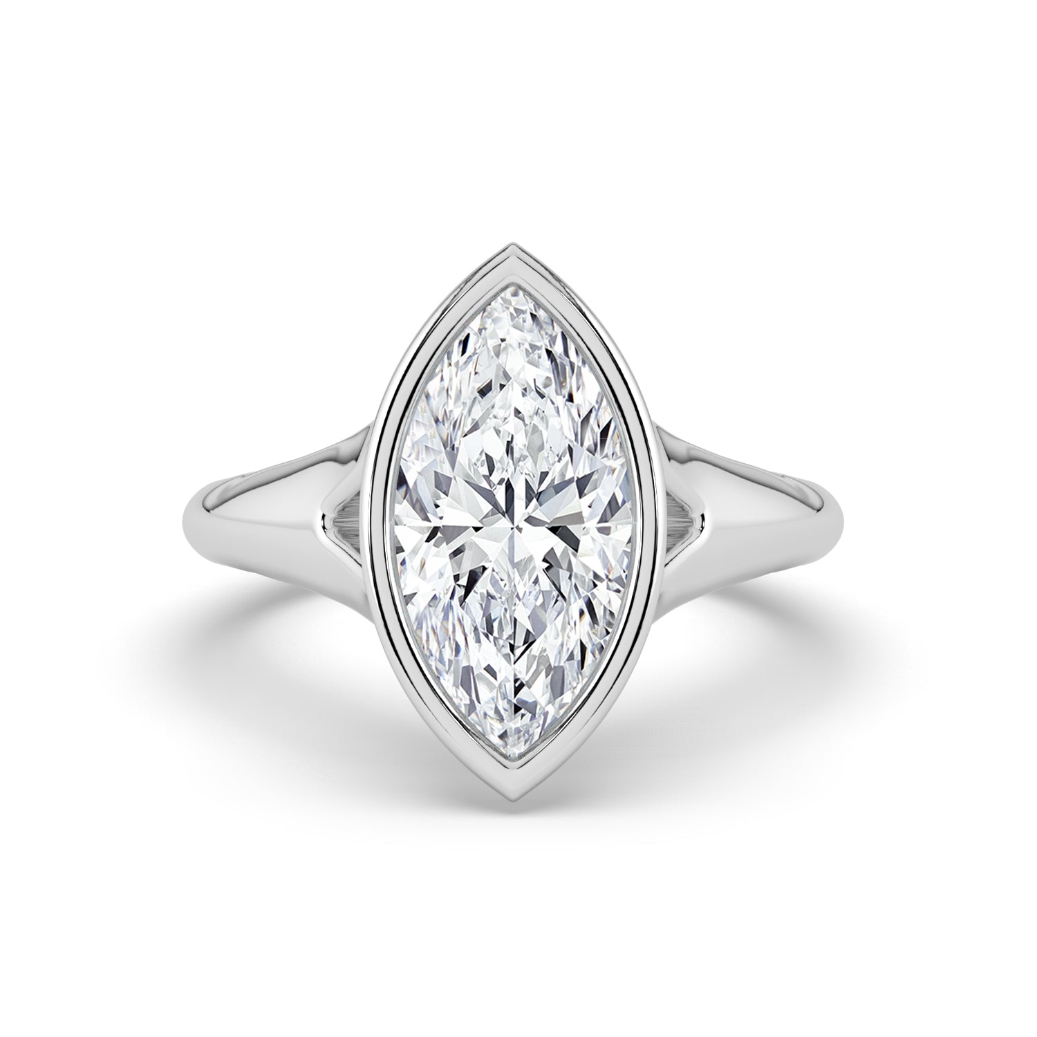 The Gabriella Ring — Marquise Bezel with Split Band Lab-Grown Diamond Engagement Ring in White Gold | The Jewel Concierge
