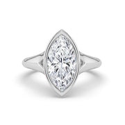 The Gabriella Ring — Marquise Bezel with Split Band Lab-Grown Diamond Engagement Ring in White Gold | The Jewel Concierge