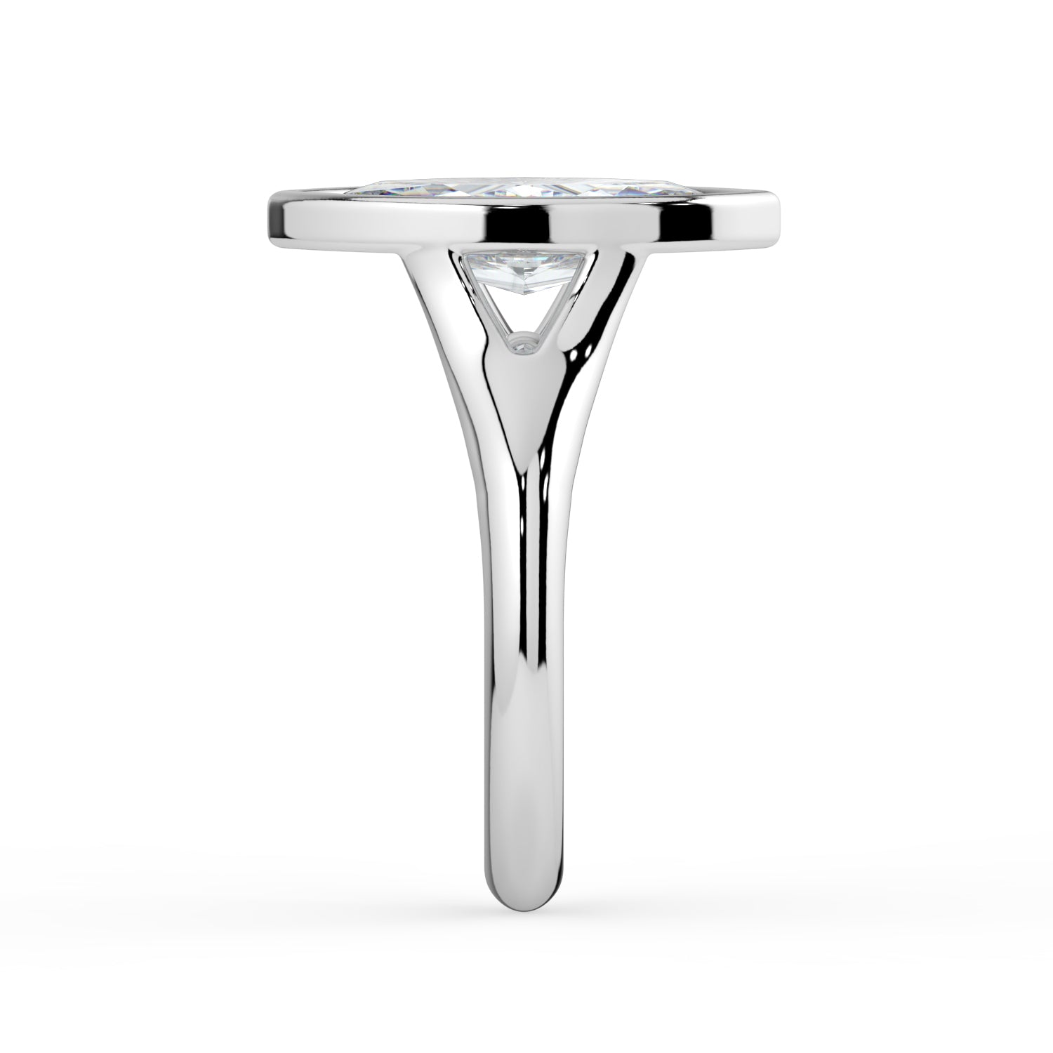 The Gabriella Ring — Marquise Bezel with Split Band Lab-Grown Diamond Engagement Ring in White Gold | The Jewel Concierge