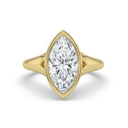 The Gabriella Ring — Marquise Bezel with Split Band Lab-Grown Diamond Engagement Ring in Yellow Gold | The Jewel Concierge