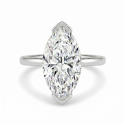 The Celine Ring – Marquise Half Bezel Solitaire in 18K White Gold  – The Jewel Concierge