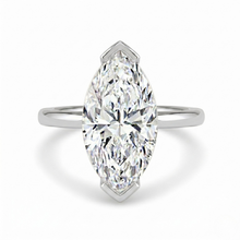 The Celine Ring – Marquise Half Bezel Solitaire in 18K White Gold  – The Jewel Concierge