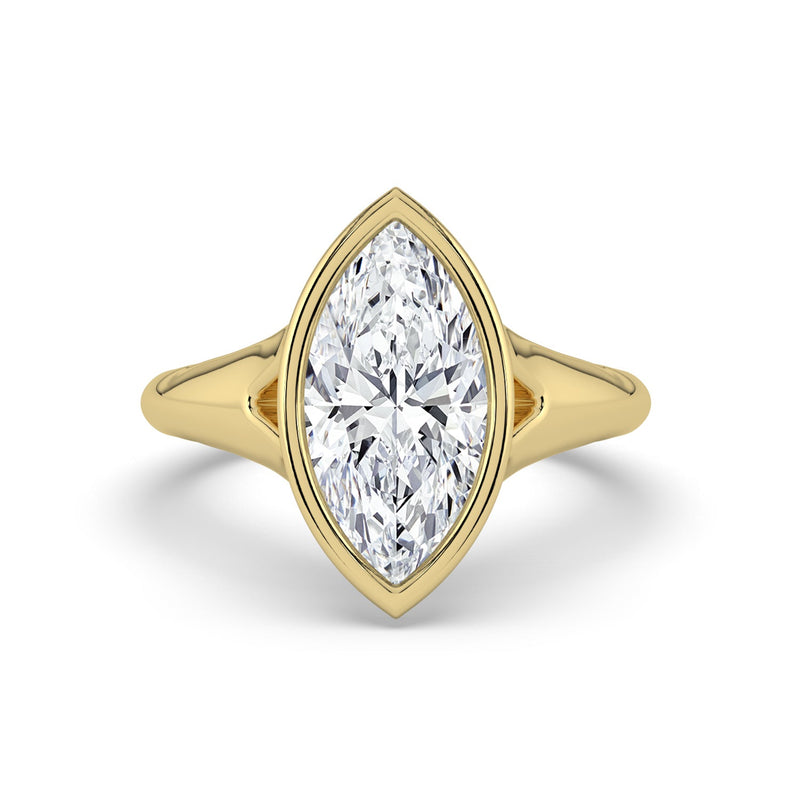 The Gabriella Ring – Marquise Bezel with Split Band in 18K Yellow Gold – The Jewel Concierge