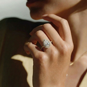 The Orion Ring — Pear Halo with Pavé Band Lab-Grown Diamond Engagement Ring in Yellow Gold | The Jewel Concierge
