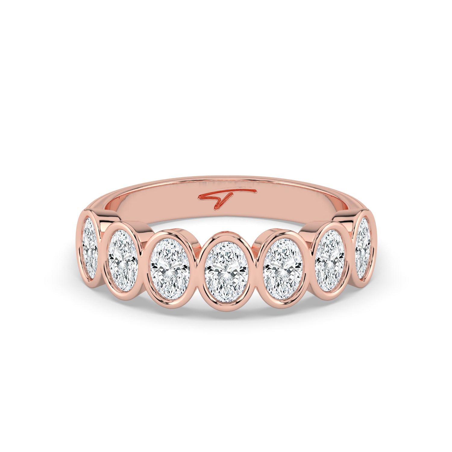 The Sara Ring - Oval Bezel Set Half Eternity Band