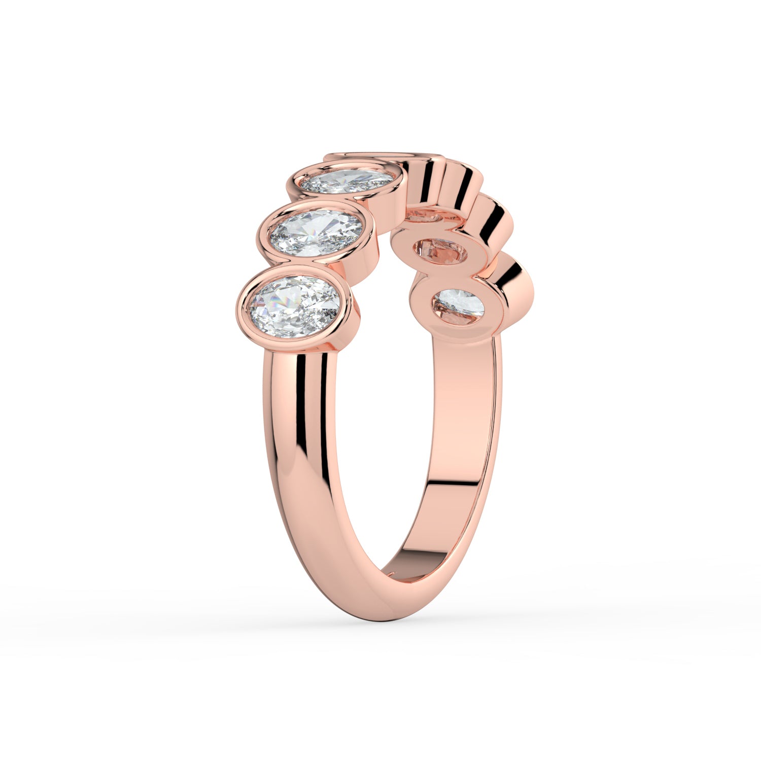 The Sara Ring - Oval Bezel Set Half Eternity Band