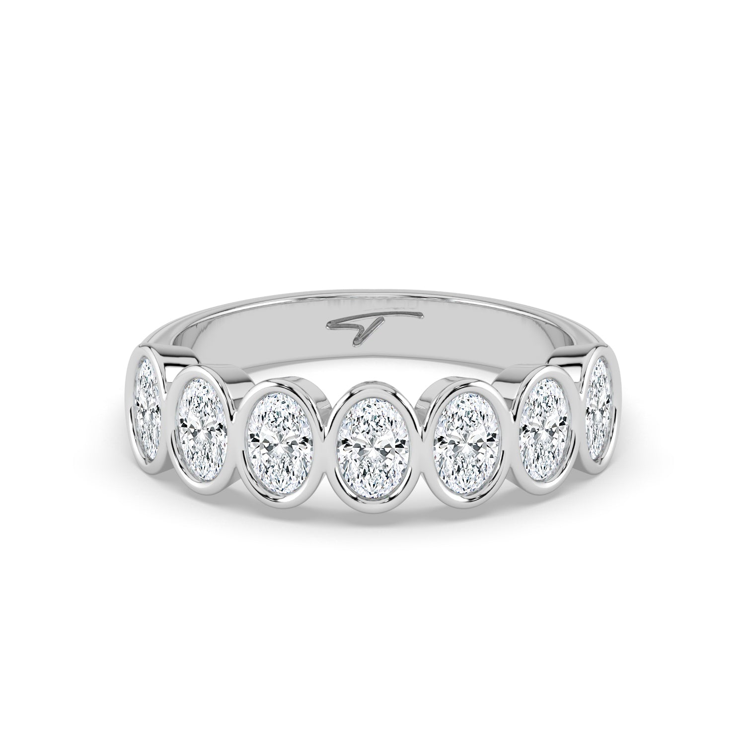 The Sara Ring - Oval Bezel Set Half Eternity Band