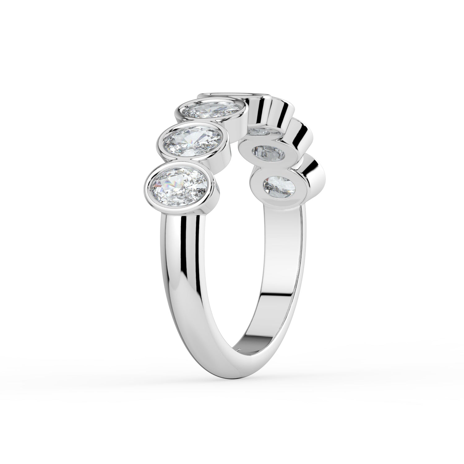 The Sara Ring - Oval Bezel Set Half Eternity Band