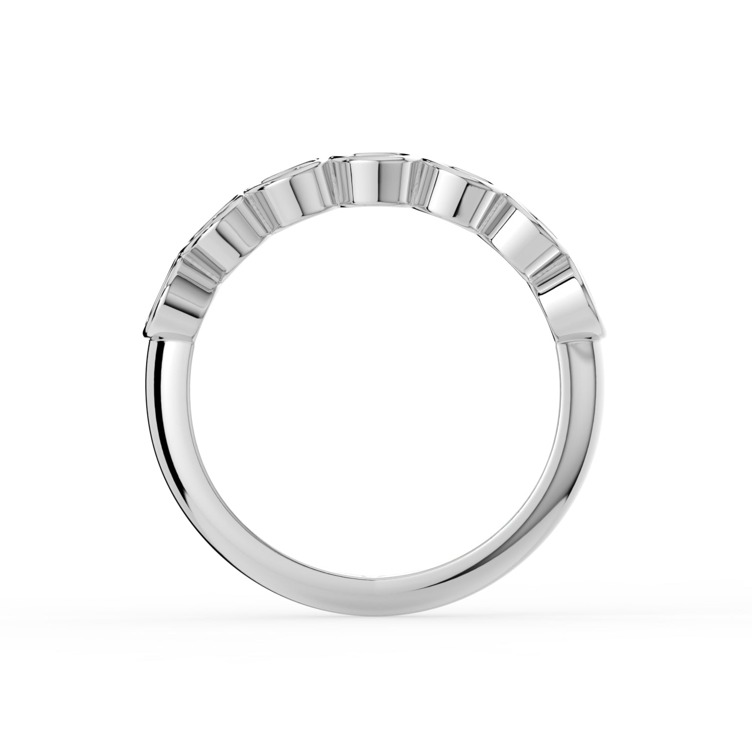 The Sara Ring - Oval Bezel Set Half Eternity Band