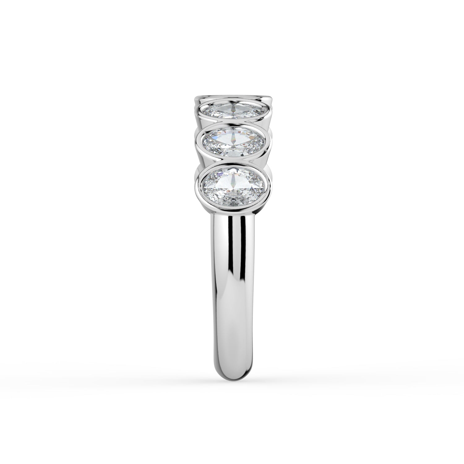 The Sara Ring - Oval Bezel Set Half Eternity Band