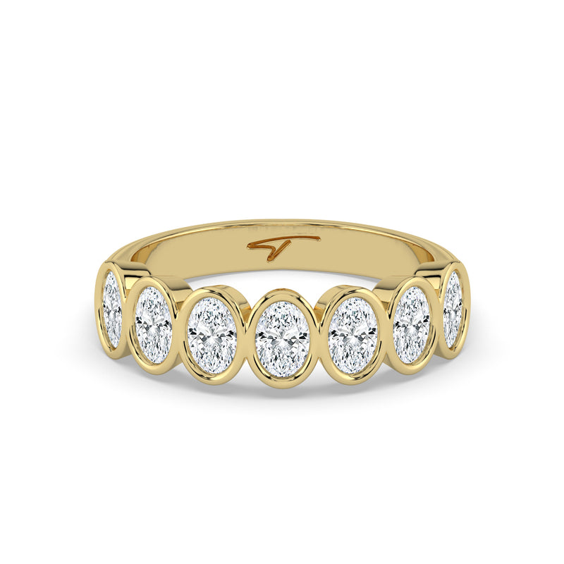 The Sara Ring - Oval Bezel Set Half Eternity Band