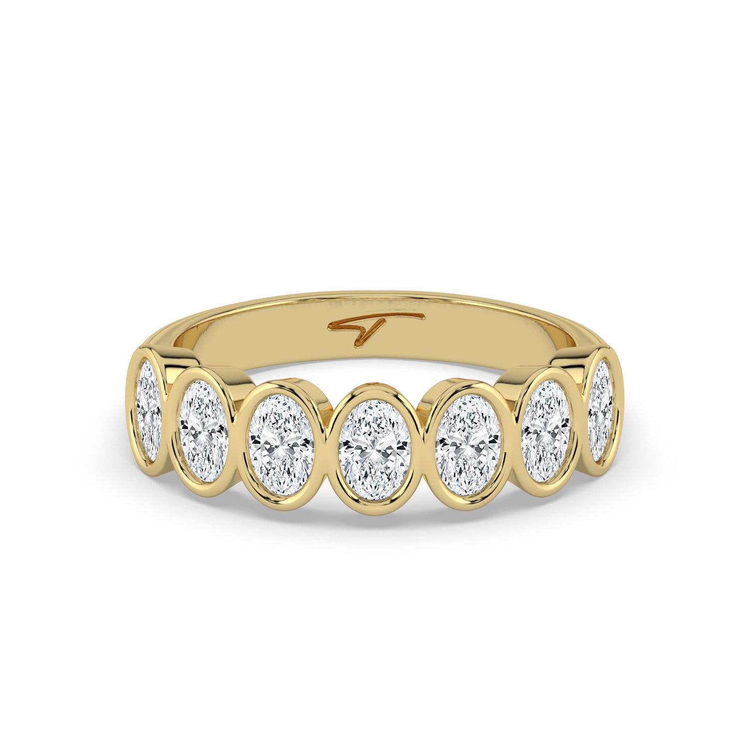 The Sara Ring - Oval Bezel Set Half Eternity Band