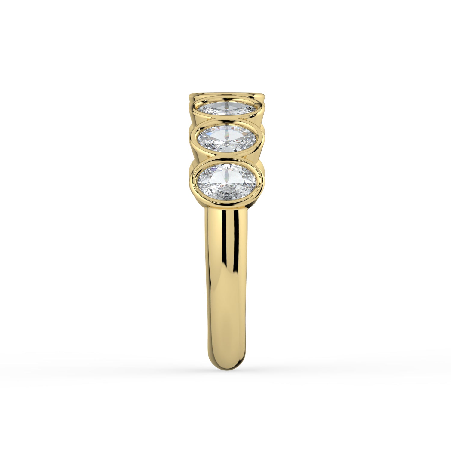 The Sara Ring - Oval Bezel Set Half Eternity Band