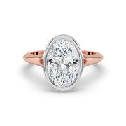 The Gabriella Ring — Oval Bezel with Split Band Lab-Grown Diamond Engagement Ring in Two-Tone Rose and White Gold | The Jewel Concierge