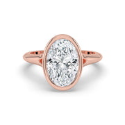 The Gabriella Ring — Oval Bezel with Split Band Lab-Grown Diamond Engagement Ring in Rose Gold | The Jewel Concierge