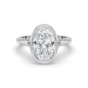 The Gabriella Ring — Oval Bezel with Split Band Lab-Grown Diamond Engagement Ring in White Gold | The Jewel Concierge
