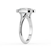The Gabriella Ring — Oval Bezel with Split Band Lab-Grown Diamond Engagement Ring in White Gold | The Jewel Concierge