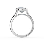 The Gabriella Ring — Oval Bezel with Split Band Lab-Grown Diamond Engagement Ring in White Gold | The Jewel Concierge