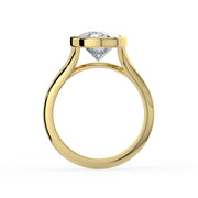 The Gabriella Ring — Oval Bezel with Split Band Lab-Grown Diamond Engagement Ring in Yellow Gold | The Jewel Concierge