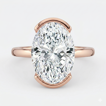 The Celine Ring – Oval Half Bezel Solitaire in 18K Rose Gold – The Jewel Concierge