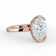 The Celine Ring – Oval Half Bezel Solitaire in 18K Rose Gold – The Jewel Concierge