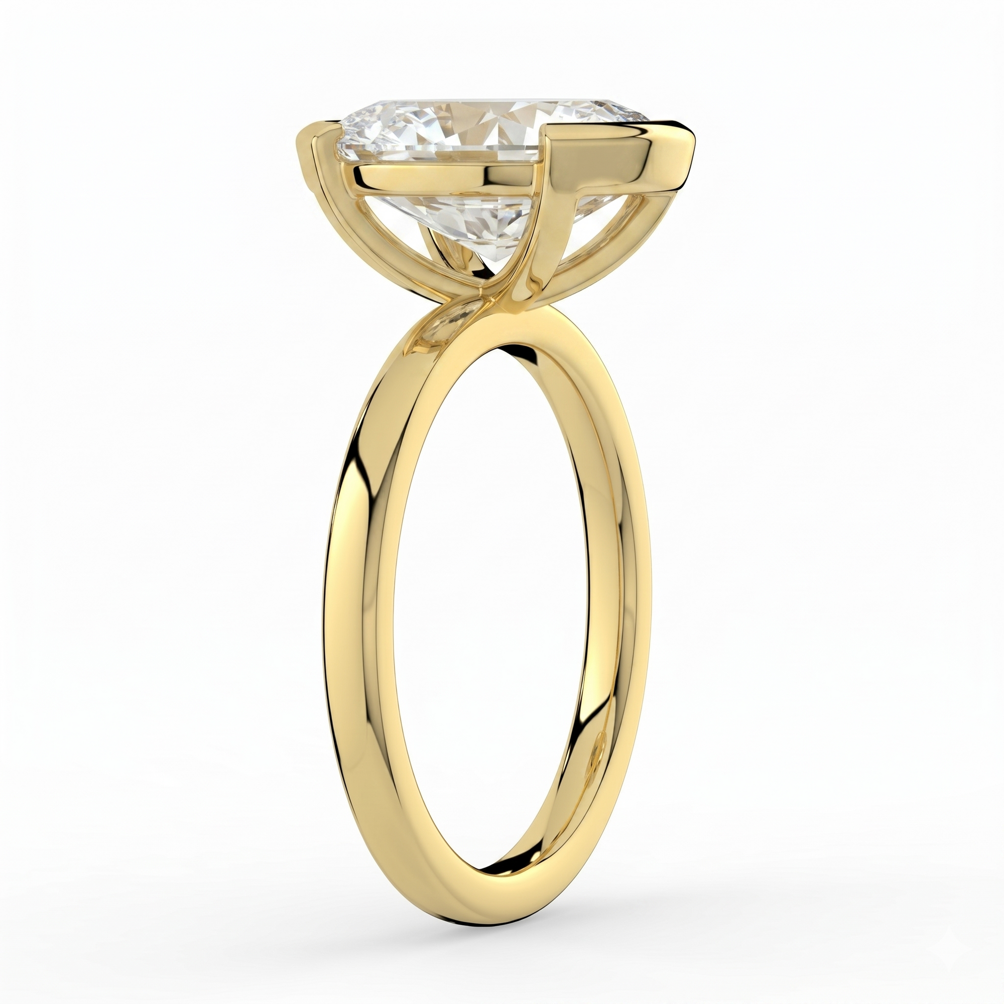The Celine Ring – Oval Half Bezel Solitaire in 18K Yellow Gold – The Jewel Concierge