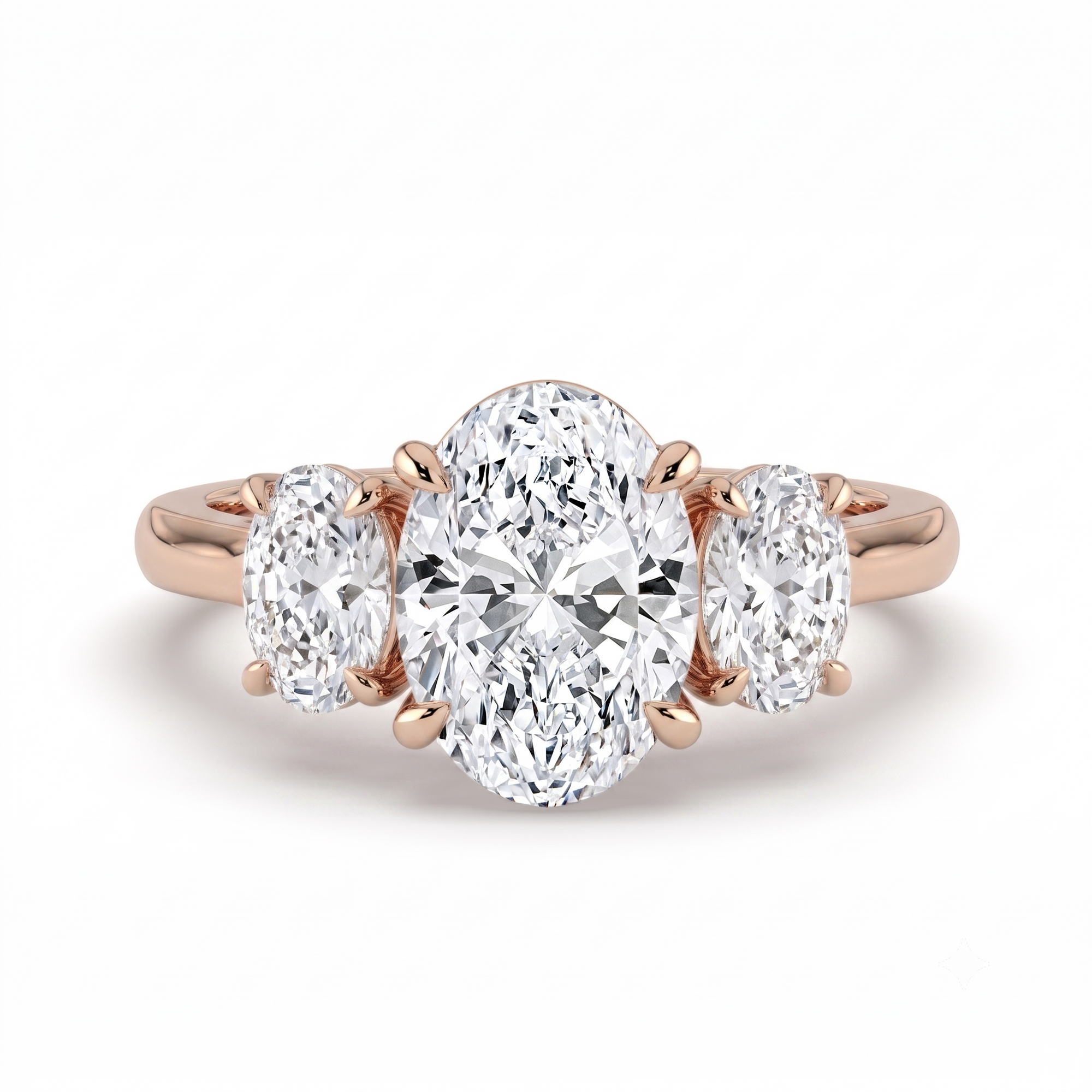 The Charlotte Ring - Oval trilogy with a rose gold band | The Jewel Concierge