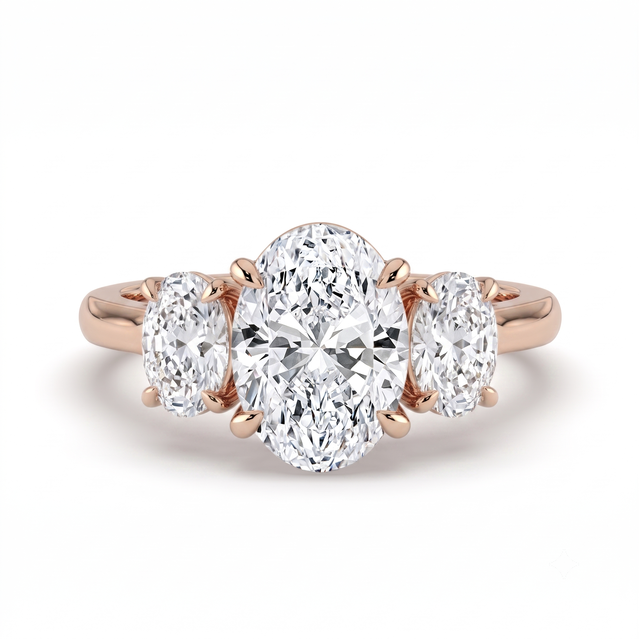 The Charlotte Ring - Oval trilogy with a rose gold band | The Jewel Concierge