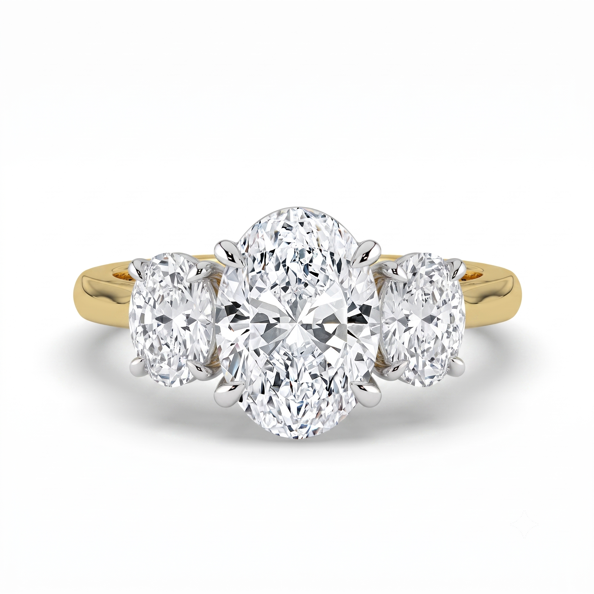 The Charlotte Ring - Oval trilogy in a two-tone yellow gold & white gold setting | The Jewel Concierge
