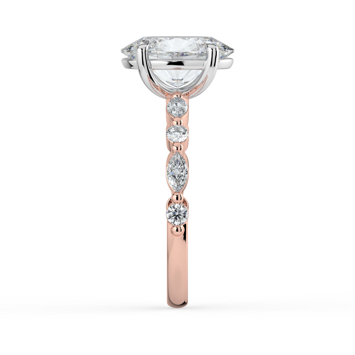 The Vega Ring - 2.00 ct. Oval with Marquise & Round Accents