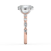 The Vega Ring — Oval with Marquise & Round Accents Lab-Grown Diamond Engagement Ring in Two-Tone Rose and White Gold | The Jewel Concierge