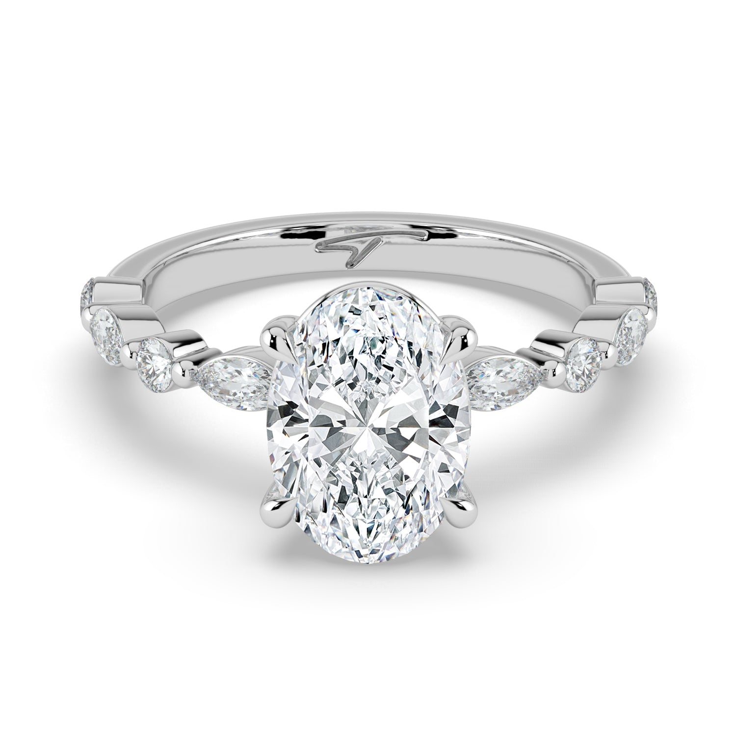The Vega Ring - 2.00 ct. Oval with Marquise & Round Accents