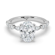 The Vega Ring — Oval with Marquise & Round Accents Lab-Grown Diamond Engagement Ring in White Gold | The Jewel Concierge