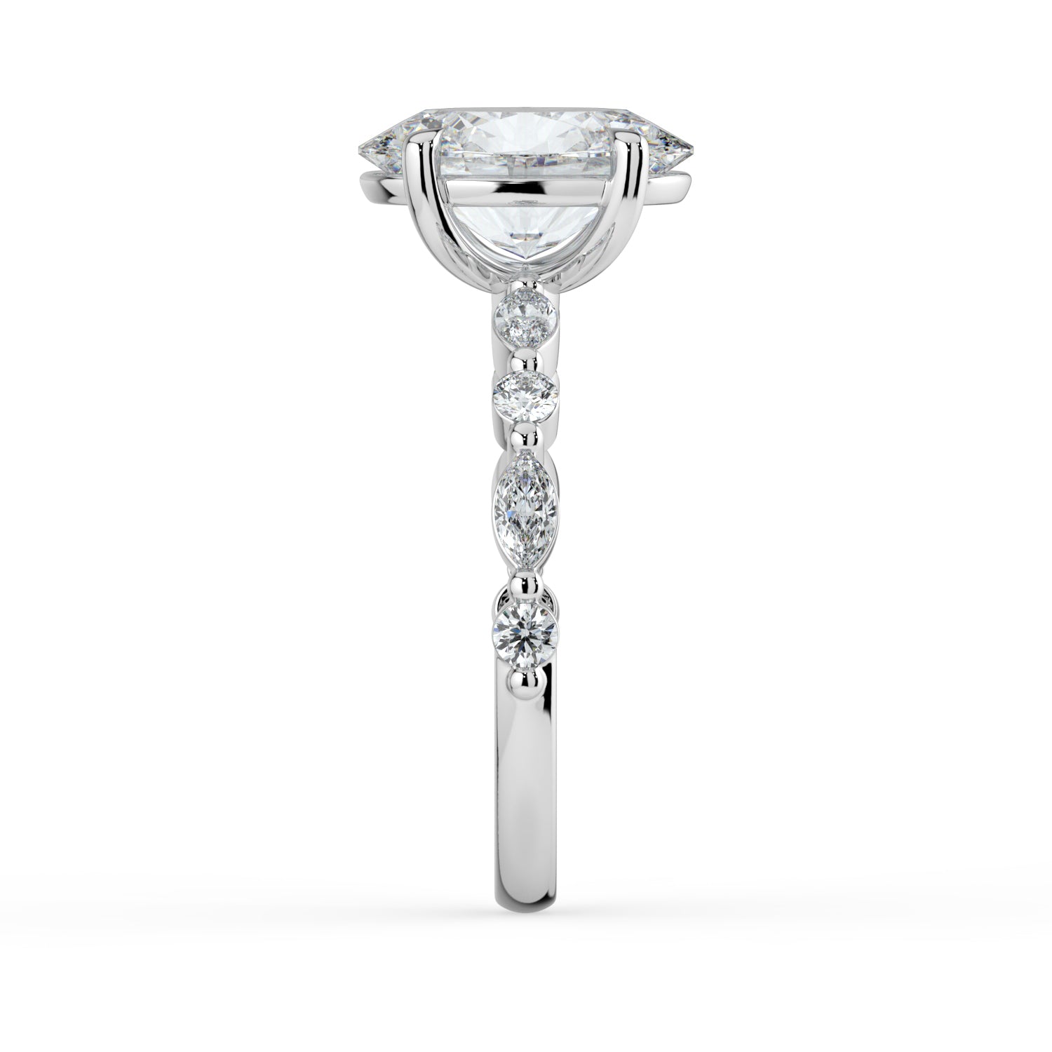 The Vega Ring - 2.00 ct. Oval with Marquise & Round Accents