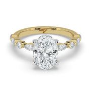 The Vega Ring — Oval with Marquise & Round Accents Lab-Grown Diamond Engagement Ring in Two-Tone Yellow and White Gold | The Jewel Concierge